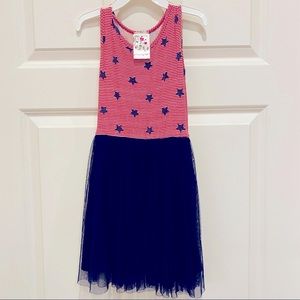 Jenna & Jessie Patriotic Star Spangled Dress with tulle